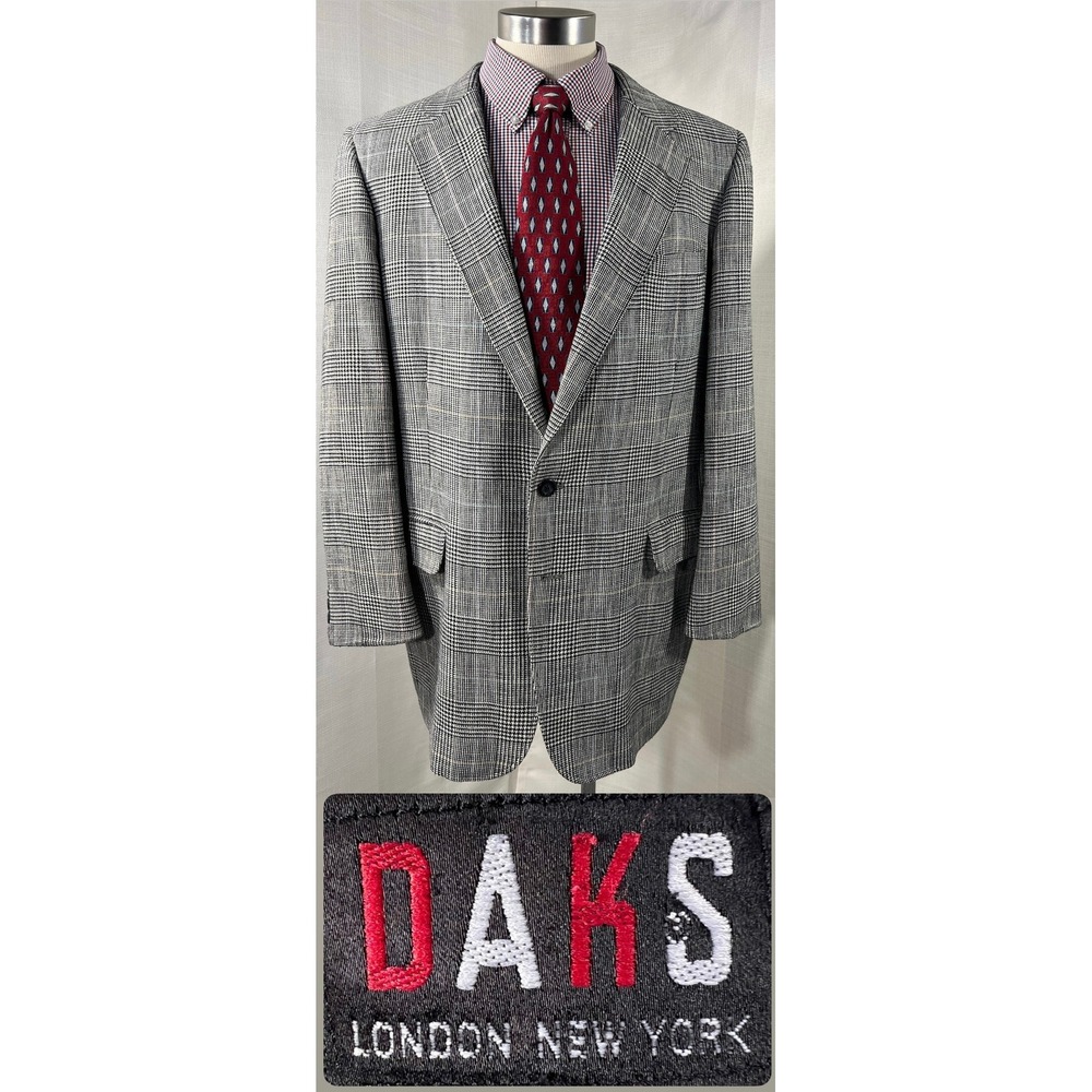 Vintage DAKS London New York Glen Plaid Blazer Mens USA Made No Size Tag